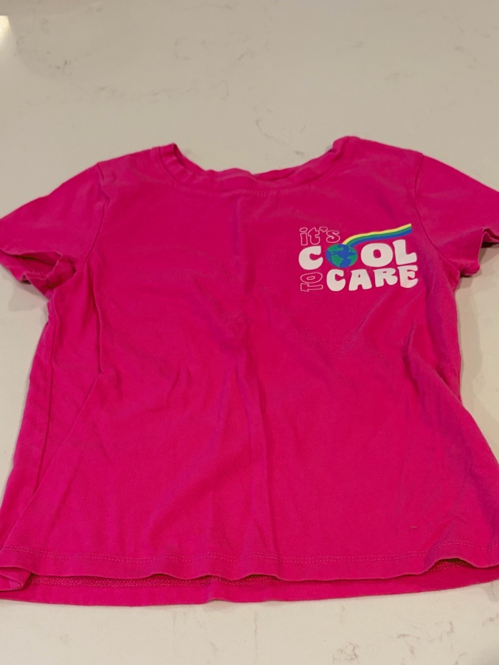 GAP Girls Bright Hot Pink 'It's Cool to Care' Graphic Tee